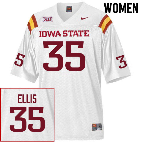 Women #35 Jacob Ellis Iowa State Cyclones College Football Jerseys Sale-White